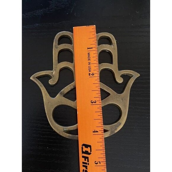 Brass Hamsa Bottle Opener Decorative Hand Shape - Picture 3 of 7